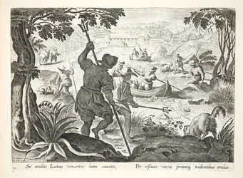 Pêche avec des tridents, planche 90, illustration de 